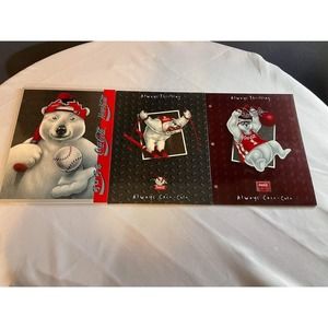 Vintage Lot of 3 Coca Cola Pocket Folders Polar Bear 1990's Stuart Hall